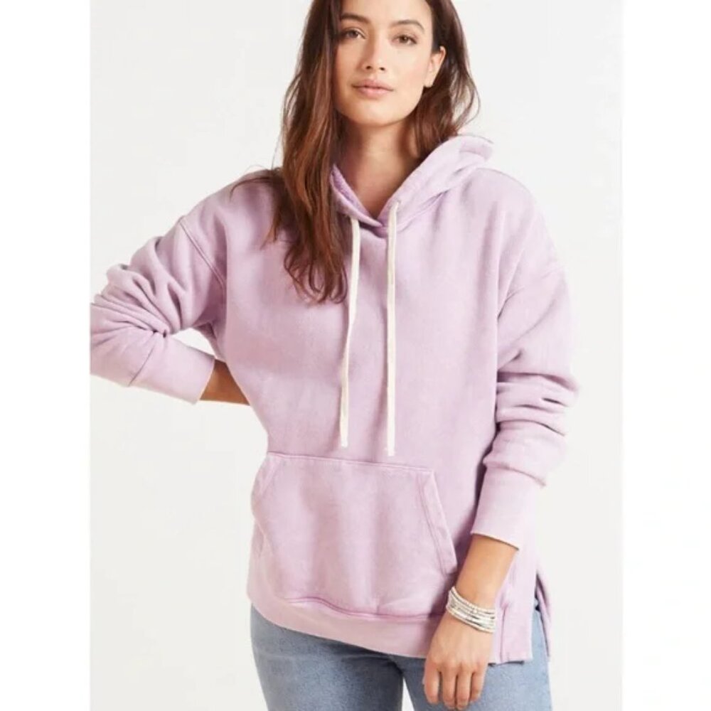 SUNDRY for Evereve Mineral Wash Tie Dye Slit Hoodie Sweatshirt Lilac Purple sz L